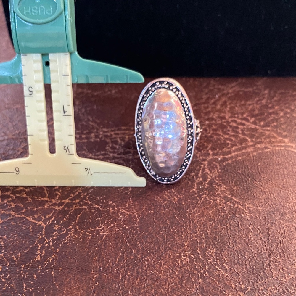 Hammered Antiqued Silver Statement Ring - image 2